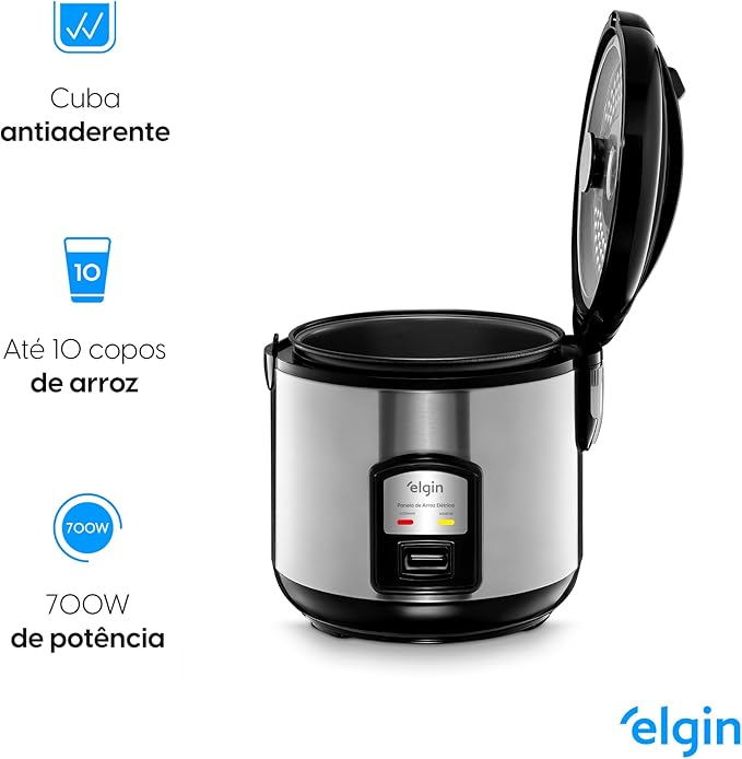 Panela de Arroz Elétrica 10 Xícaras 1,8L 700W 110V - Elgin