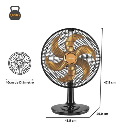 Ventilador De Mesa 40cm Ventimais Turbo 3 Preto/bronze 110v