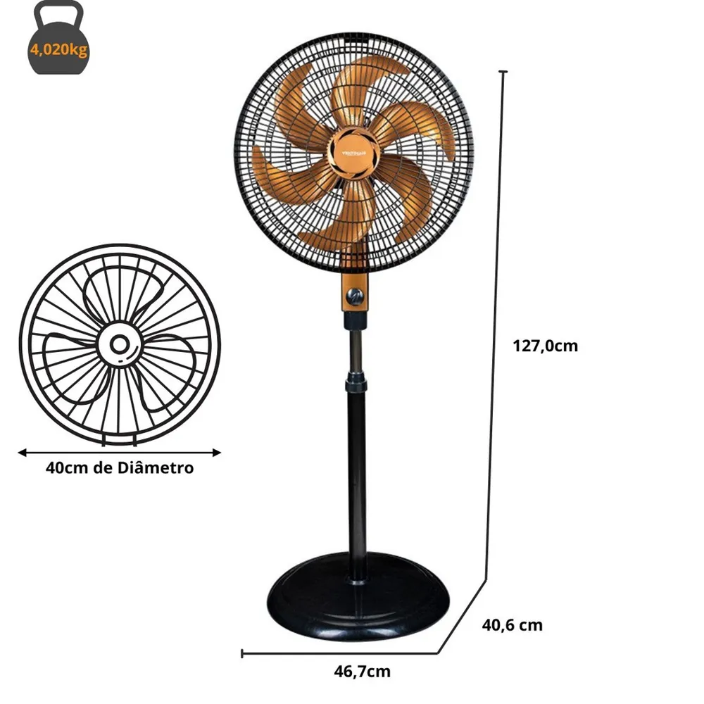 Ventilador de Coluna Ventimais Turbo 40cm Preto Bronze
