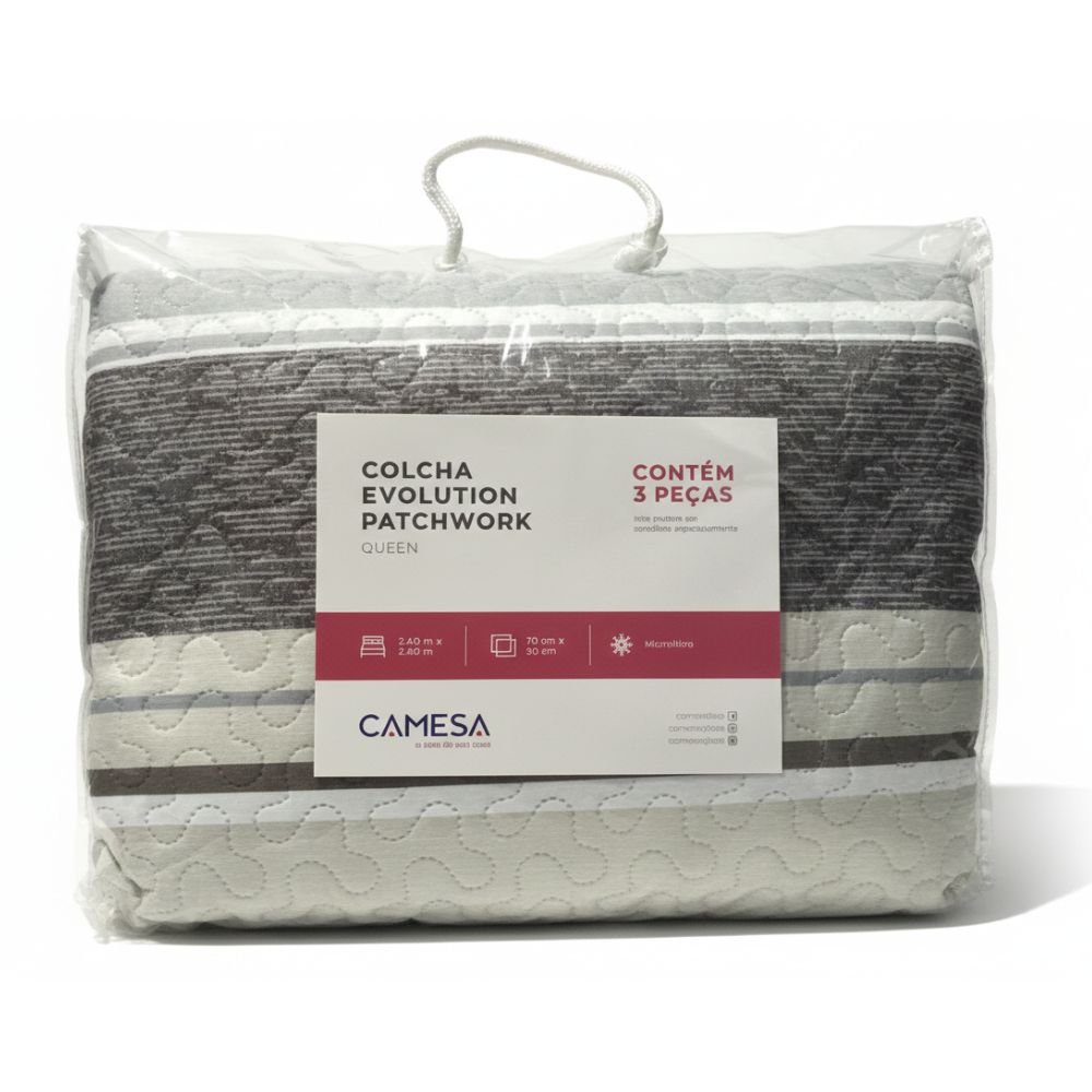 Jogo de Colcha Evolution Patchwork Queen 3 Peças