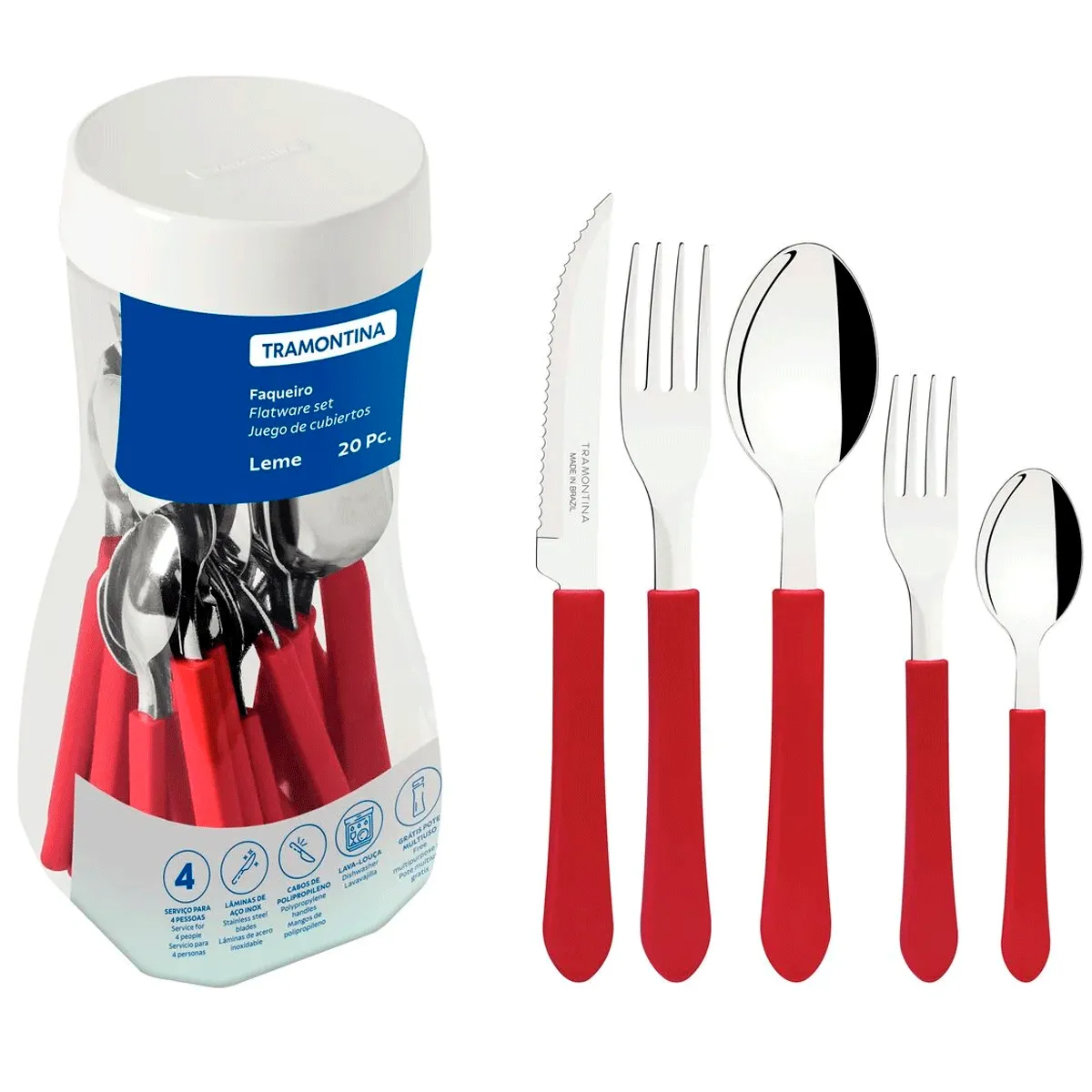 Faqueiro Tramontina Leme 20 Peças Vermelho
