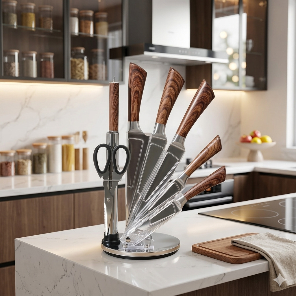 Jogo de Facas 8 Peças Casita Com Suporte Giratório