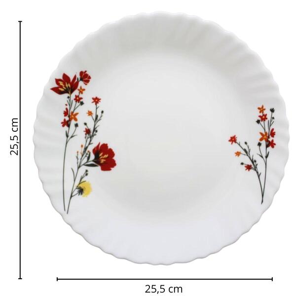 Aparelho De Jantar Vidro Branco 16 Peças Completo Chris Red